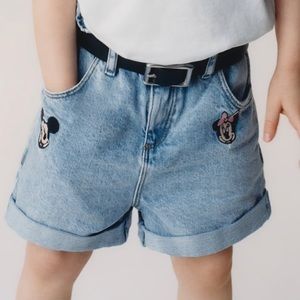 Zara Disney Jean high waisted shorts Disney Minnie Mickey